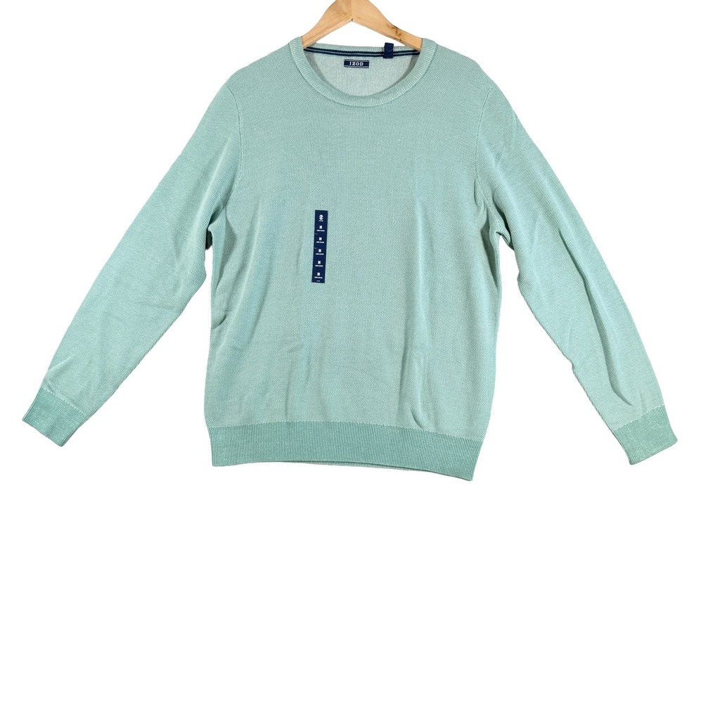 IZOD Men Crewneck Sweater Size M‎ Beryl Green Weekend State Of Mind Textured